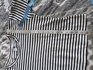 New White And Black Striped 3/4 Sleeve Top