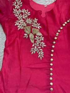 *SURPRISE FREEBIE* Pink Kurti Gotta Patti Work