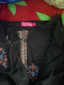 Floral Print Black Fabric
