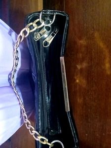 Black Clutch with Gold Chain