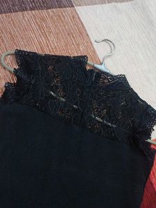 Black Body Con Dress ,With Lace At Upper Portion