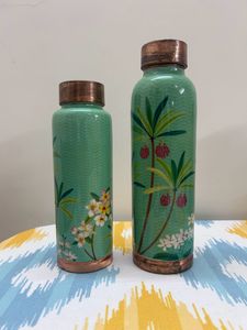 Two Copper bottles With Printed Design 1L &amp; 500ml