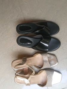 Golden+black Heels