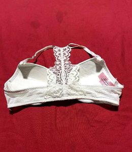 White Lace Front-Open Bra 36A