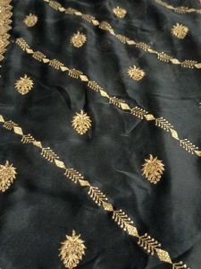 Elegant Black &amp; Gold Embroidered Saree