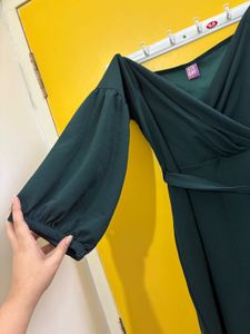 Athena Olive Green Belted Dress