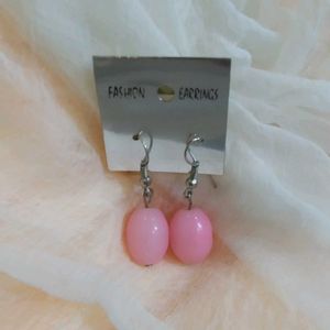 Pink Bead Drop Earrings🌸