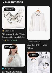 KOREAN Cat Collar White Button-Up