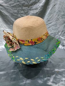 Floral Accent Straw Sun Hat