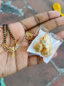 Combo Of Mangalsutra, Ring And Earrings