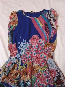 Floral Print Smocked Waist Dress