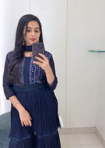 Navy Blue Kurta sharara Set
