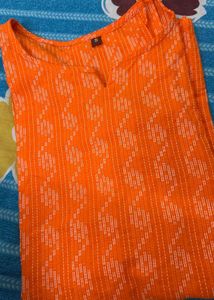 Orange Printed Kurta