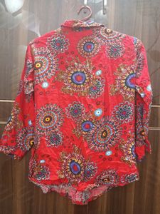New Red Printed Flower Shirt Never Worn
