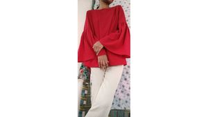 Red Bell Sleeve Top