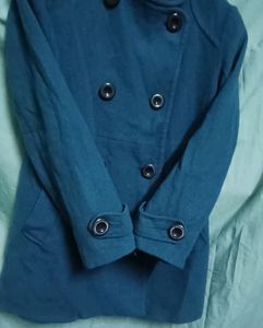 Urgent Sale: Purcian Blue Woolen Trench Coat