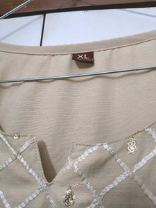 Cream Colour Kurta Set With Dupatta
