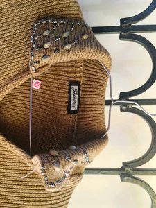 Brown Embellished Sweater