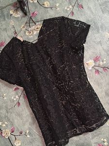 Black Lace Transparent Top
