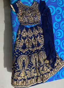 Elegant Golden Zari Lehenga For Sale
