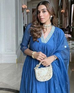 Partywear blue anarkali Trouser Dupatta Set 💙✨