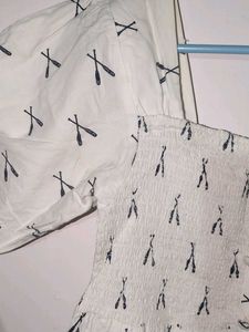 Patterned Smocked Blouse