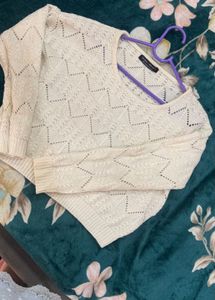 White Knit Pullover Sweater