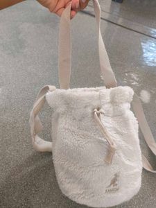 Kangol Cream Sherpa Bucket Bag