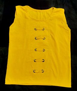 Yellow Lace-Up Sleeveless Top