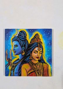 Mini Shiva Parvati Canvas Art Painting