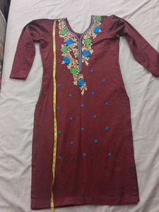 Elegant  kashmiri warm Maroon Embroidered pajami S