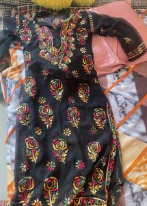 Chikankari Black Kurti