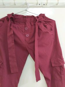 Mahroon Color Joggers - 26 Waist 14 Year Girls, Na