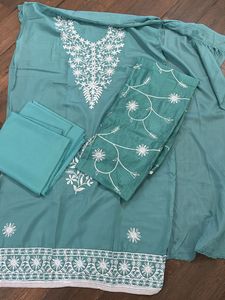 Teal Embroidered Pakistani Suit
