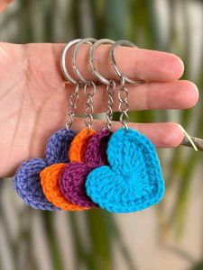 Crochet Heart Keychains