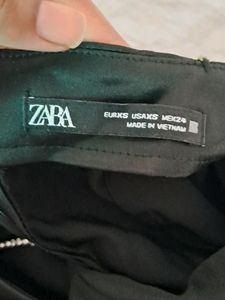 Zara Satin Black Dress With Rhinestone Sleeves