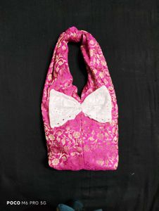 Pink Floral Bow Tote Bag