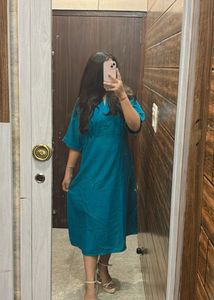 Jisora. Teal Empire Waist Midi Dress