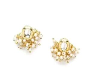 Elegant Kundan Pearl Stud Earrings
