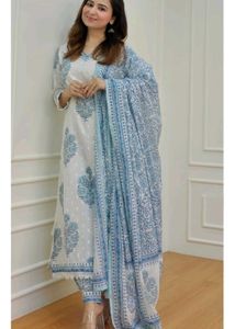 Elegant Blue Printed Kurta Set