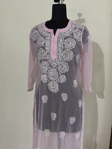 Elegant Pink Chikankari Kurta