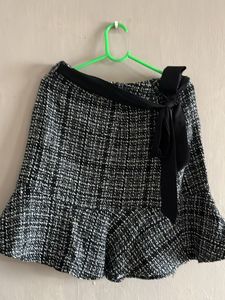 Tweed Ruffle Mini Skirt