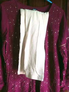 Maroon Embroidered Kurta Set