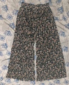 Cute Paisley Print Wide Leg Black Pants