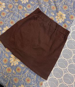 Chic Brown Mini Slit Skirt with inbuilt shorts