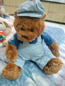 Striped Overalls Teddy Bear