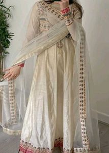 Designer Anarkali Gown In Off White Color