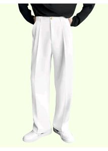 White Pleated Wide Leg Trousers
