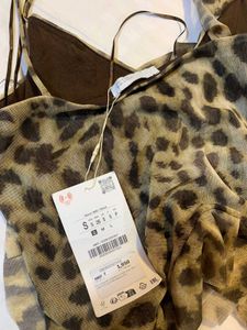 ZARA Leopard Ruffle Tulle Top
