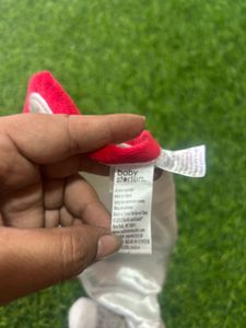 Baby Starters Sock Monkey Plush White/Red Trim Sec